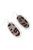 ME4725 - LEOPARD OVAL CAST GENUINE LEATHER EARRINGS