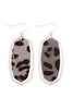 ME4725 - LEOPARD OVAL CAST GENUINE LEATHER EARRINGS