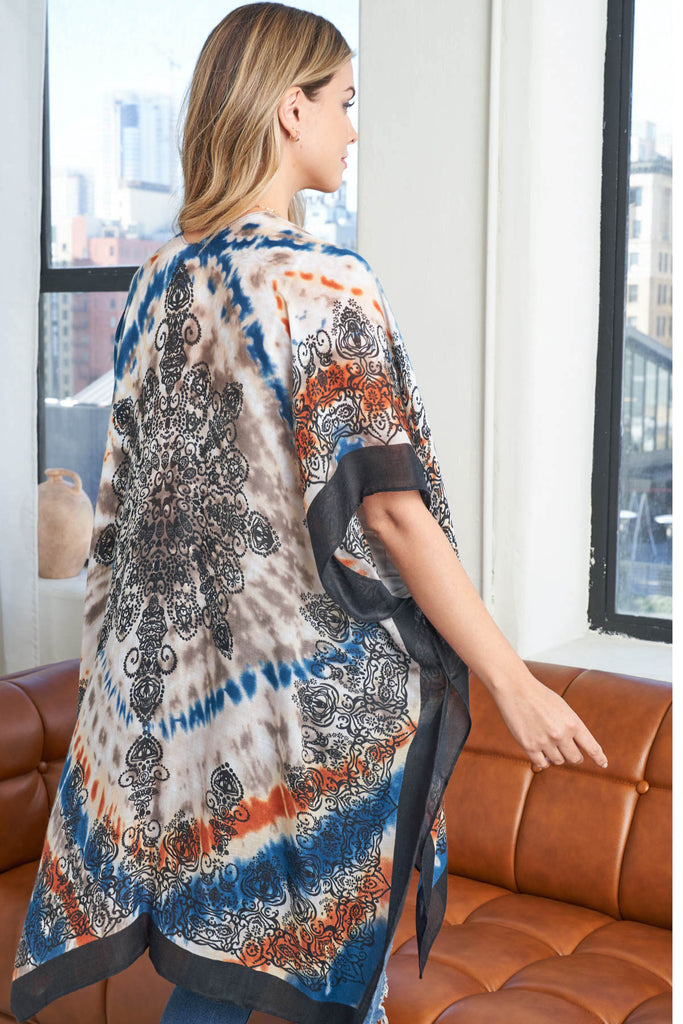 TIE DYE BOHO OPEN FRONT KIMONO