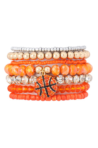 "BLESSED" CHARM MULTILINE BEADED BRACELET