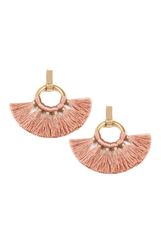 MYE1060 - FAN TASSEL POST WRAP HOOP DANGLE EARRINGS