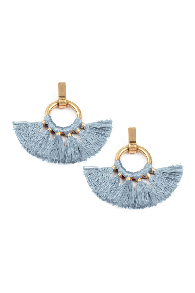 MYE1060 - FAN TASSEL POST WRAP HOOP DANGLE EARRINGS