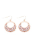 MYE1198 - OPEN ROUND GLITTER FACETED DANGLE HOOK EARRINGS