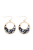 MYE1198 - OPEN ROUND GLITTER FACETED DANGLE HOOK EARRINGS