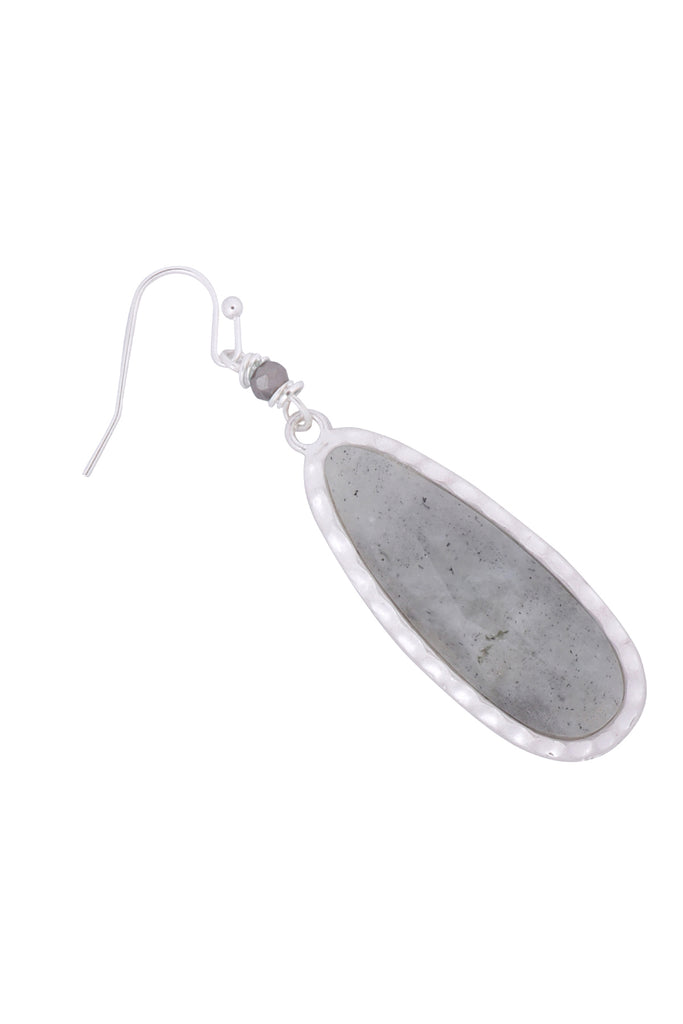 OVAL NATURAL STONE DROP HOOK EARRINGS