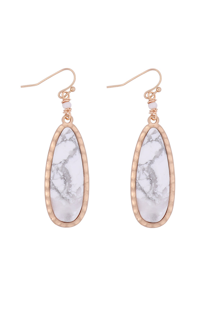 OVAL NATURAL STONE DROP HOOK EARRINGS