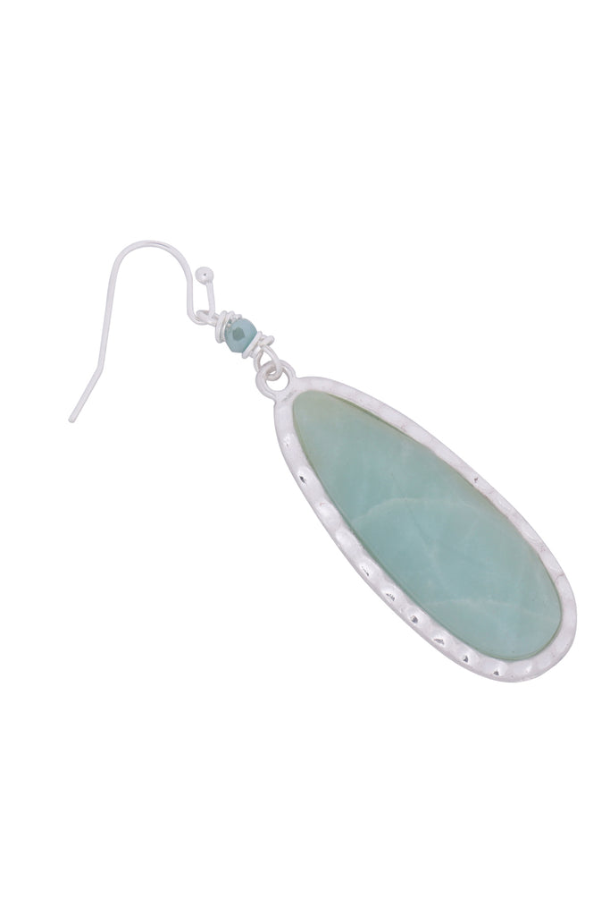 OVAL NATURAL STONE DROP HOOK EARRINGS