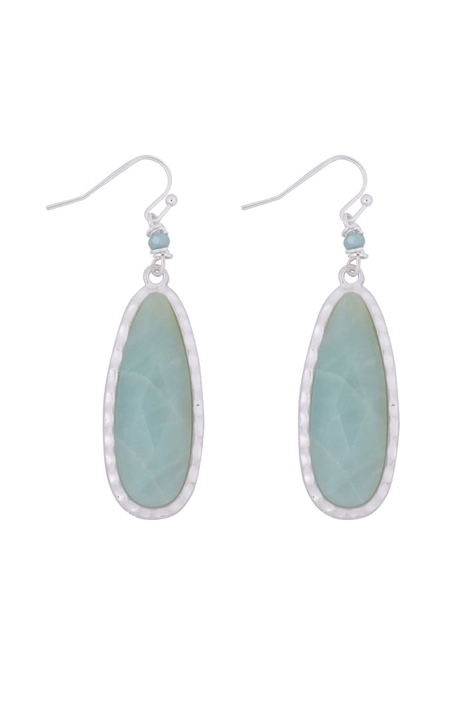 OVAL NATURAL STONE DROP HOOK EARRINGS