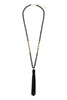 BEADED NECKLACE WITH LEATHER TASSEL