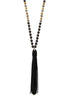 BEADED NECKLACE WITH LEATHER TASSEL