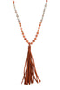 BEADED NECKLACE WITH LEATHER TASSEL