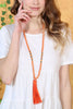 BEADED NECKLACE WITH LEATHER TASSEL