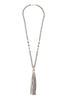 BEADED NECKLACE WITH LEATHER TASSEL