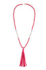 BEADED NECKLACE WITH LEATHER TASSEL