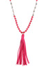 BEADED NECKLACE WITH LEATHER TASSEL