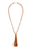 BEADED NECKLACE WITH LEATHER TASSEL