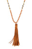 BEADED NECKLACE WITH LEATHER TASSEL