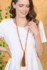 BEADED NECKLACE WITH LEATHER TASSEL