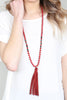 BEADED NECKLACE WITH LEATHER TASSEL