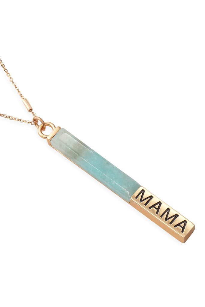 NATURAL STONE "MAMA" PENDANT BAR NECKLACE