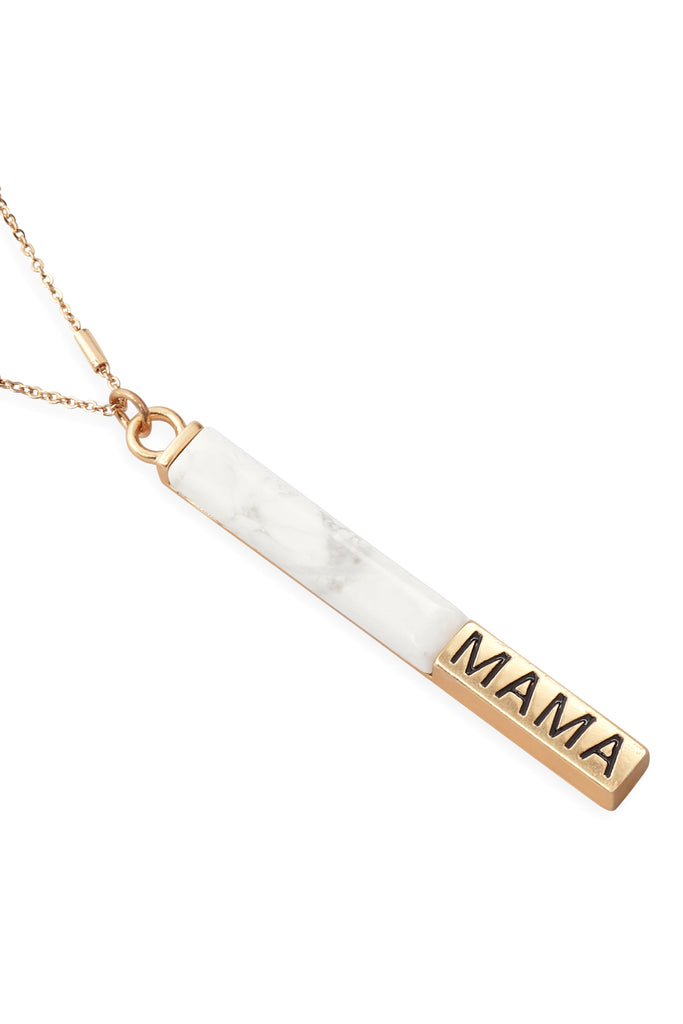 NATURAL STONE "MAMA" PENDANT BAR NECKLACE