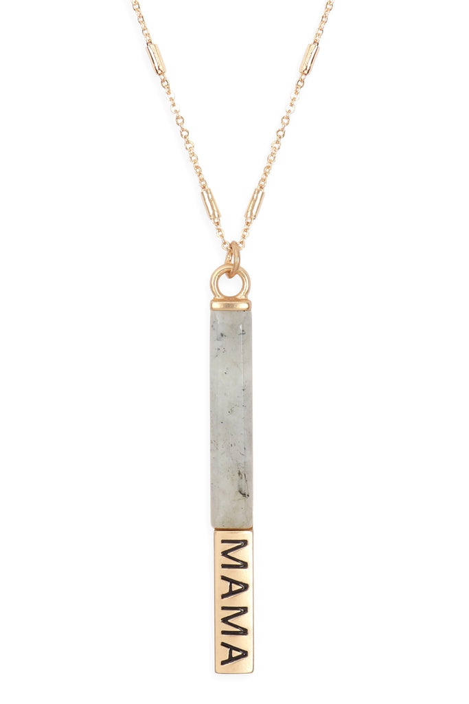 NATURAL STONE "MAMA" PENDANT BAR NECKLACE