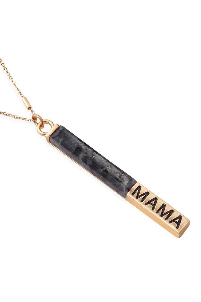 NATURAL STONE "MAMA" PENDANT BAR NECKLACE