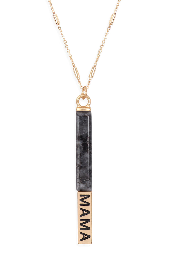 NATURAL STONE "MAMA" PENDANT BAR NECKLACE