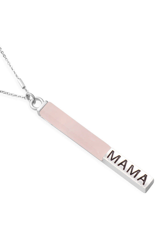 NATURAL STONE "MAMA" PENDANT BAR NECKLACE