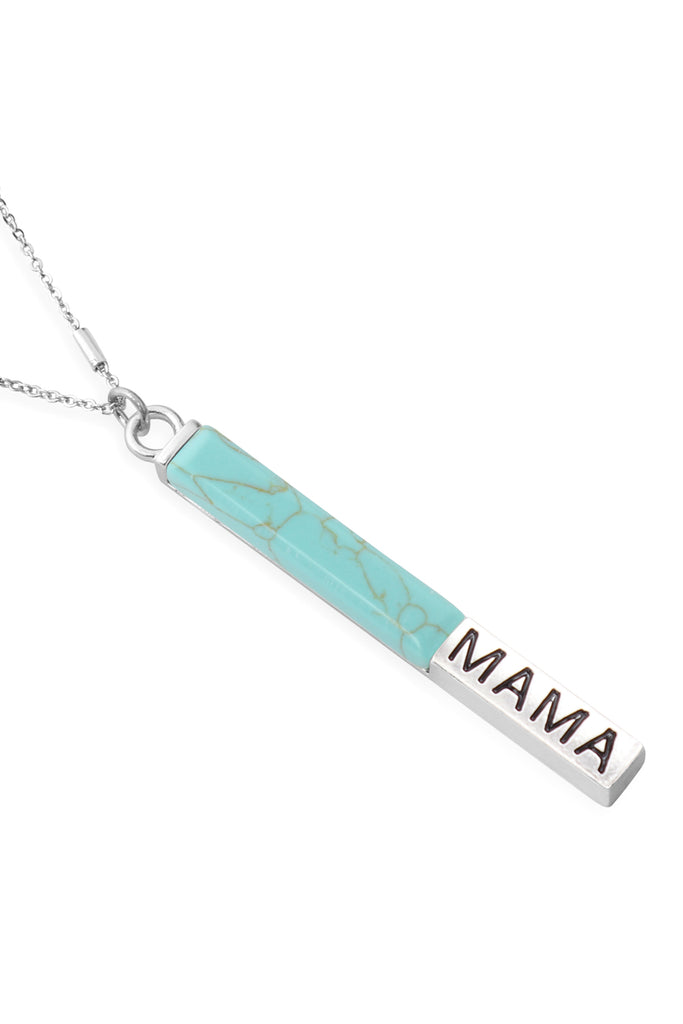 NATURAL STONE "MAMA" PENDANT BAR NECKLACE