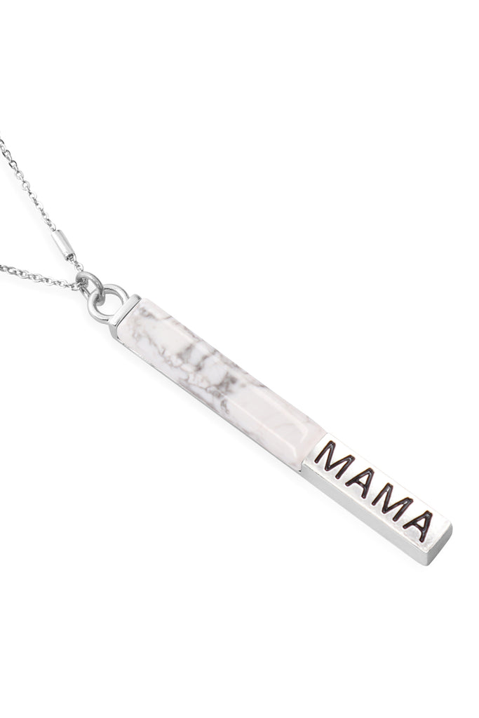 NATURAL STONE "MAMA" PENDANT BAR NECKLACE