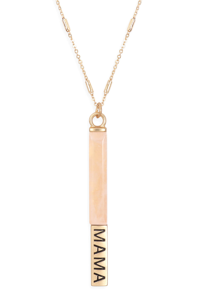 NATURAL STONE "MAMA" PENDANT BAR NECKLACE