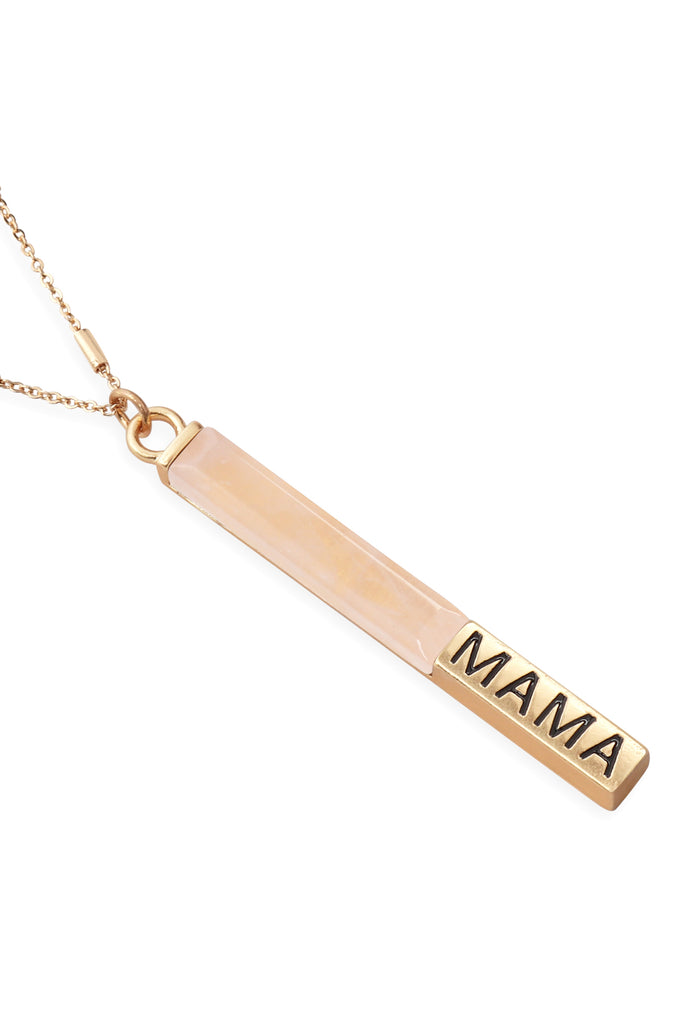 NATURAL STONE "MAMA" PENDANT BAR NECKLACE