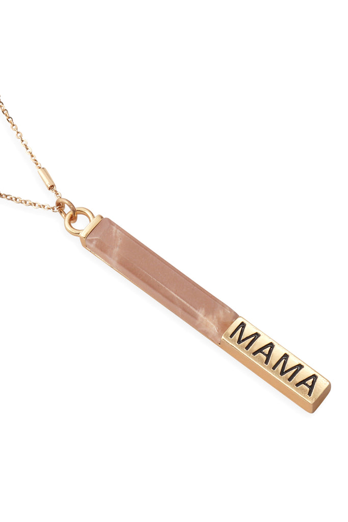 NATURAL STONE "MAMA" PENDANT BAR NECKLACE