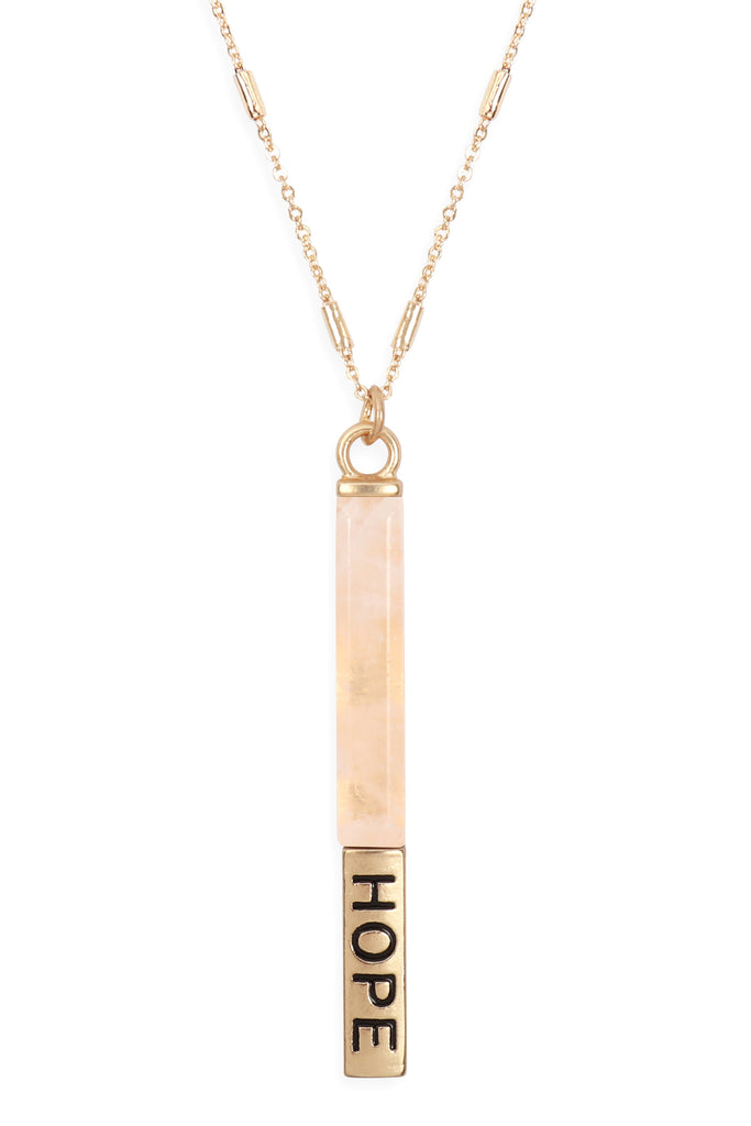 MYN1305 - NATURAL STONE "HOPE" PENDANT BAR NECKLACE