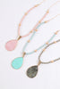 MYN1353 - PEAR SHAPED FACETED STONE PENDANT NECKLACE