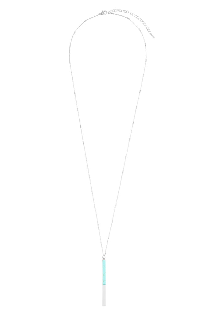 MYN1354 - NATURAL STONE WITH METAL BAR NECKLACE