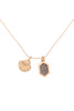 MYN1461 - SHELL HEXAGON DRUZY DOUBLE PENDANT NECKLACE