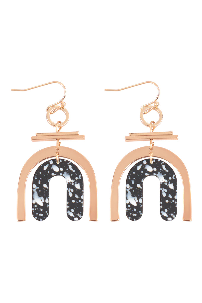 U UPSIDE DOWN LAYERED ACRYLIC PRINT DROP FISH HOOK EARRINGS