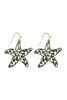 PE3092 - METAL FILIGREE STAR FISH HOOK EARRINGS