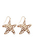 PE3092 - METAL FILIGREE STAR FISH HOOK EARRINGS