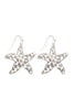 PE3092 - METAL FILIGREE STAR FISH HOOK EARRINGS