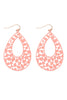 PE3127 - METAL FILIGREE FISH HOOK TEARDROP EARRINGS