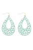 PE3127 - METAL FILIGREE FISH HOOK TEARDROP EARRINGS