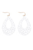 PE3127 - METAL FILIGREE FISH HOOK TEARDROP EARRINGS