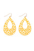 PE3127 - METAL FILIGREE FISH HOOK TEARDROP EARRINGS