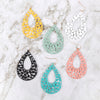 PE3127 - METAL FILIGREE FISH HOOK TEARDROP EARRINGS