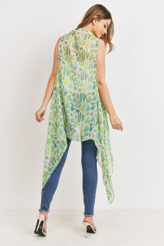 PN222X098 - CACTUS LONG OPEN FRONT KIMONO VEST