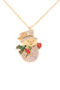 PAVE CUBIC ZIRCONIA CHRISTMAS SNOWMAN PENDANT NECKLACE