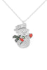 PAVE CUBIC ZIRCONIA CHRISTMAS SNOWMAN PENDANT NECKLACE